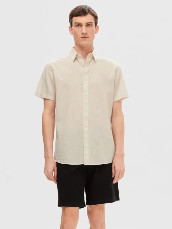 SELECTED KORTÄRMAD SKJORTA Beige Outlet