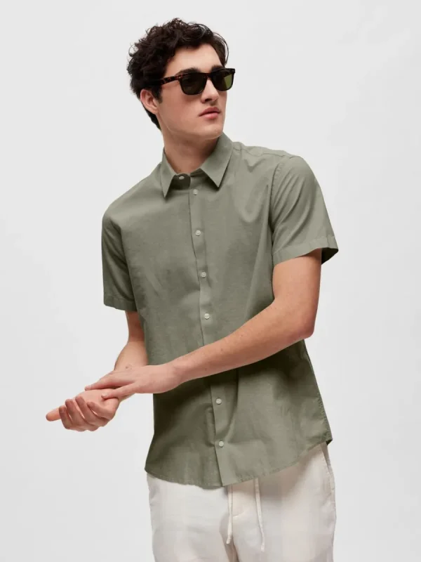 SELECTED KORTÄRMAD SKJORTA Green Best Sale