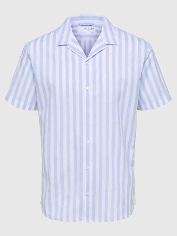 SELECTED KORTÄRMAD SKJORTA Blue Flash Sale
