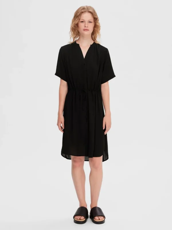 SELECTED KORTÄRMAD SKJORTKLÄNNING Black Online