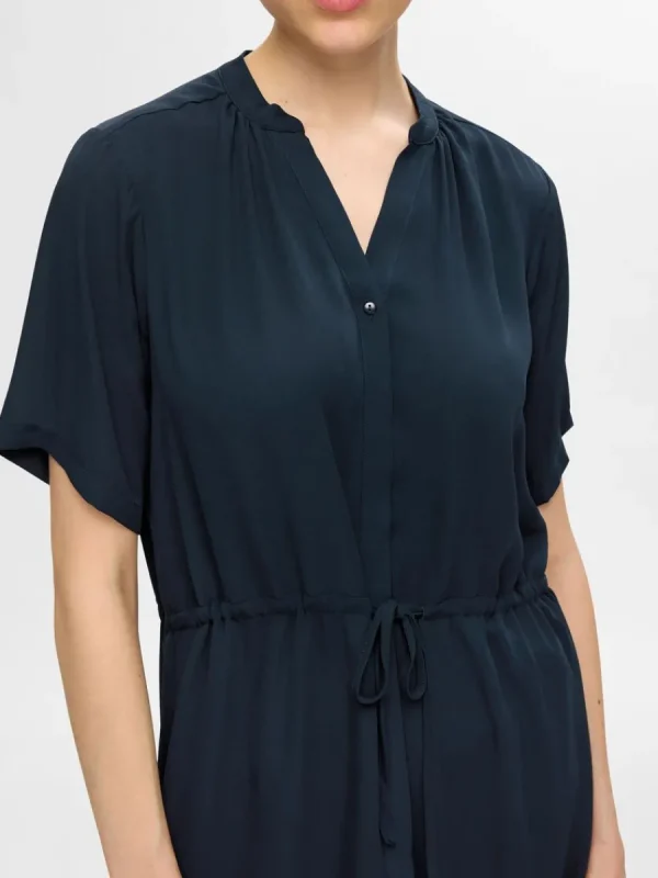 SELECTED KORTÄRMAD SKJORTKLÄNNING Blue Clearance