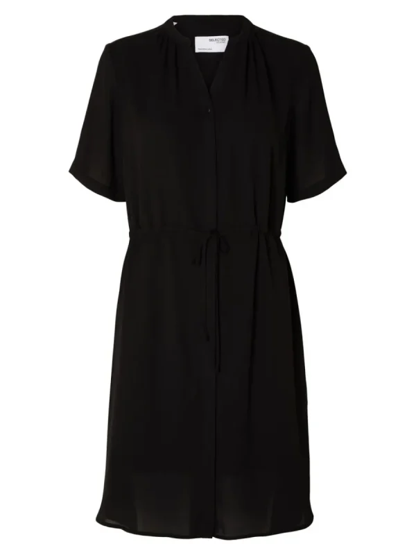 SELECTED KORTÄRMAD SKJORTKLÄNNING Black Online