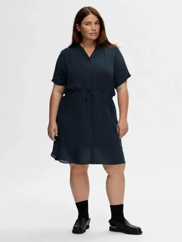 SELECTED KORTÄRMAD SKJORTKLÄNNING Blue Clearance