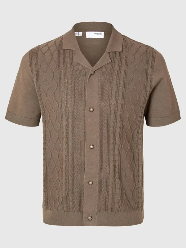 SELECTED KORTÄRMAD STICKAD KOFTA Brown Cheap