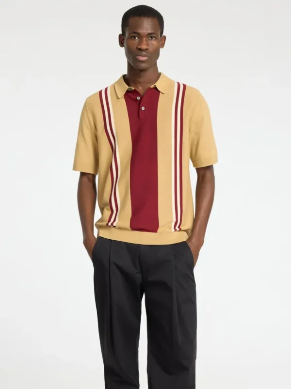 SELECTED KORTÄRMAD STICKAD PIKÉTRÖJA Brown Cheap