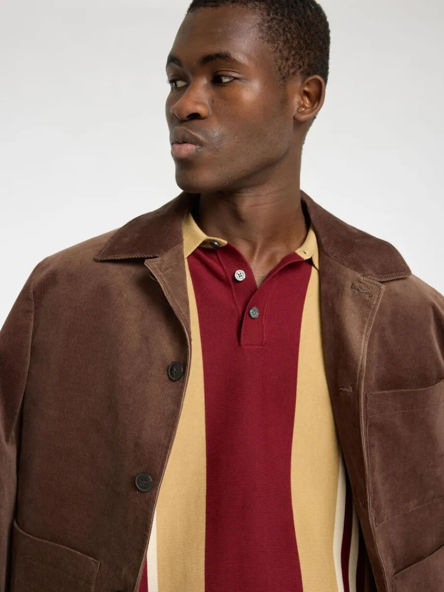 kortrmad_stickad_piktrja_2.webp SELECTED KORTÄRMAD STICKAD PIKÉTRÖJA Brown Cheap