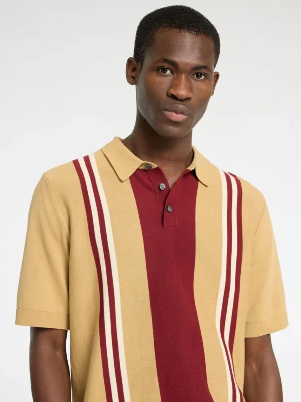 SELECTED KORTÄRMAD STICKAD PIKÉTRÖJA Brown Cheap
