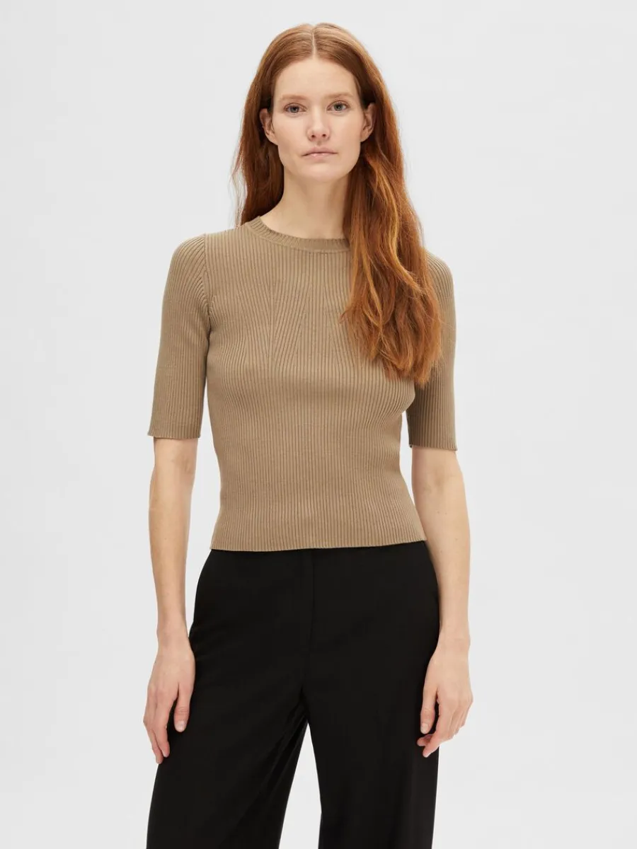 kortrmad_stickad_topp_0-16.webp SELECTED KORTÄRMAD STICKAD TOPP Brown Clearance
