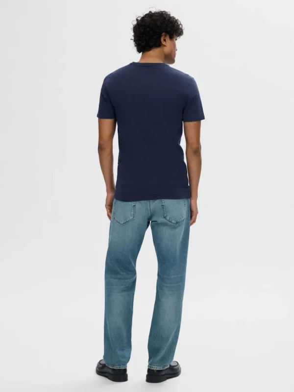 SELECTED KORTÄRMAD T-SHIRT Blue Outlet