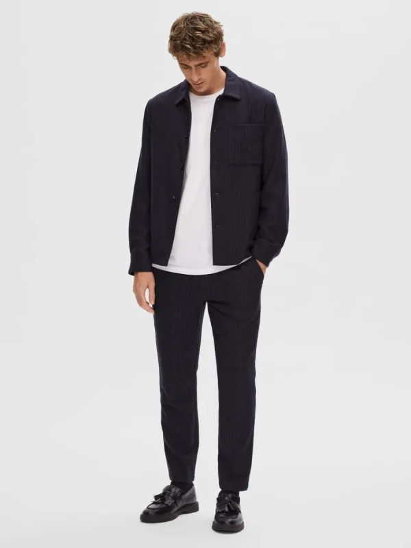 SELECTED KRITSTRECKSRANDIG BYXOR Blue Cheap