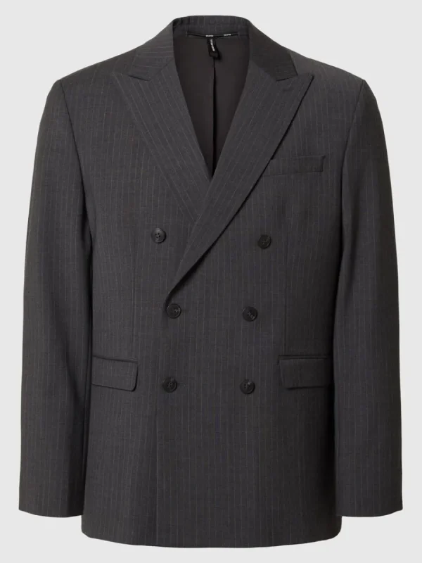 SELECTED KRITSTRECKSRANDIG DUBBELKNÄPPT KAVAJ Grey Online