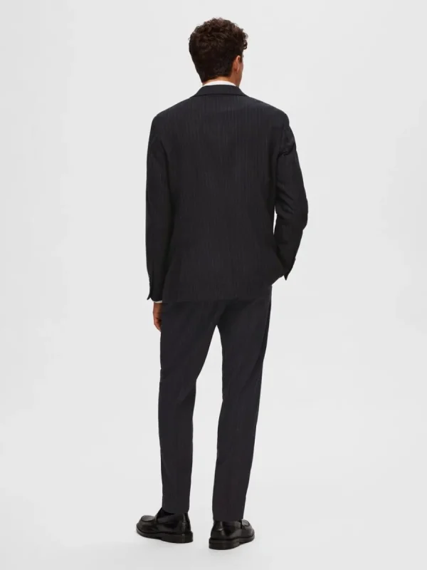 SELECTED KRITSTRECKSRANDIG ENKELKNÄPPT KAVAJ Blue New