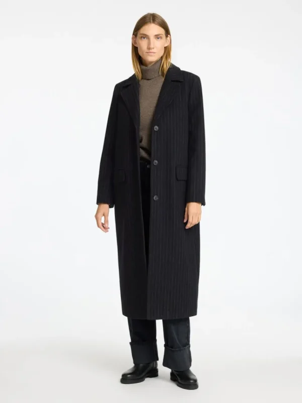 SELECTED KRITSTRECKSRANDIG LÅNG KAPPA Black Shop