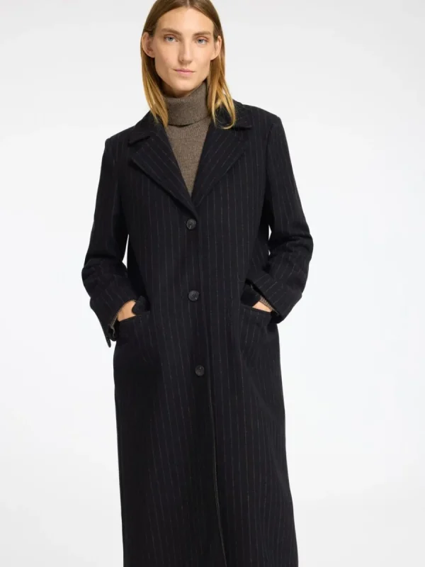 SELECTED KRITSTRECKSRANDIG LÅNG KAPPA Black Shop