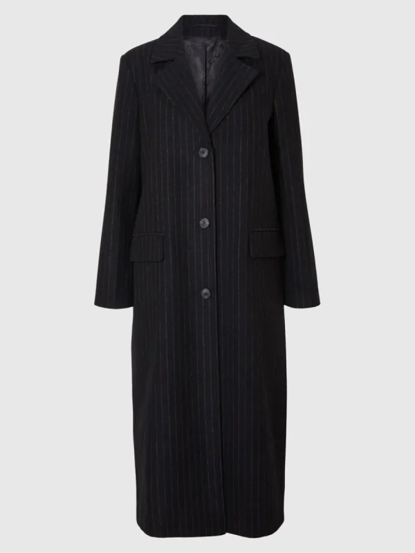 SELECTED KRITSTRECKSRANDIG LÅNG KAPPA Black Shop
