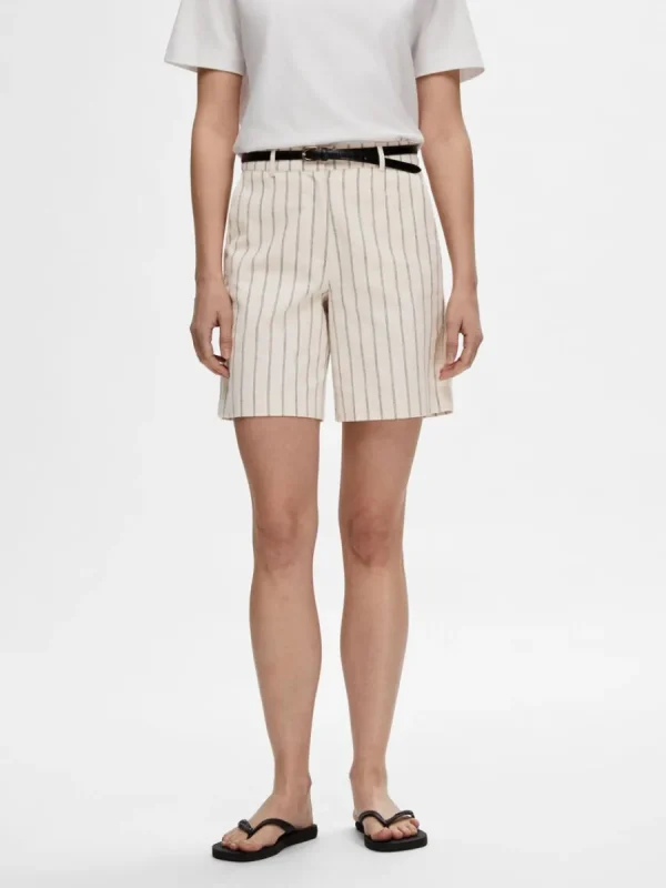 SELECTED KRITSTRECKSRANDIG SHORTS Beige New