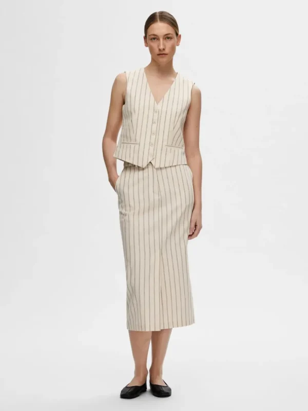 SELECTED KRITSTRECKSRANDIG VÄST Beige Online