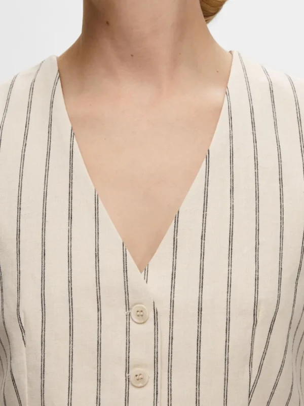 SELECTED KRITSTRECKSRANDIG VÄST Beige Online
