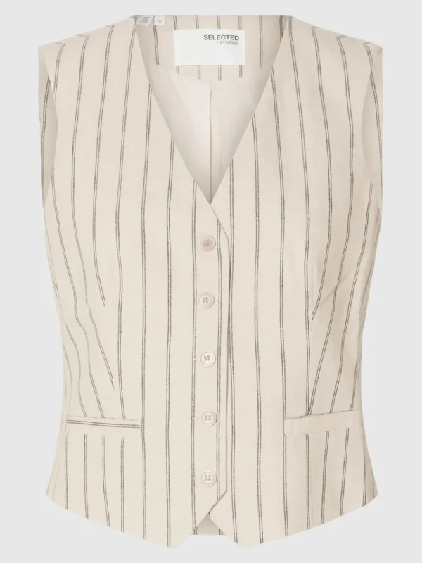 SELECTED KRITSTRECKSRANDIG VÄST Beige Online