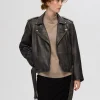 SELECTED 100% LÄDER BIKERJACKA Black Clearance
