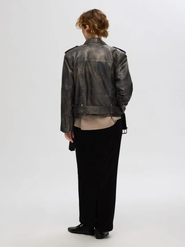 SELECTED 100% LÄDER BIKERJACKA Black Clearance