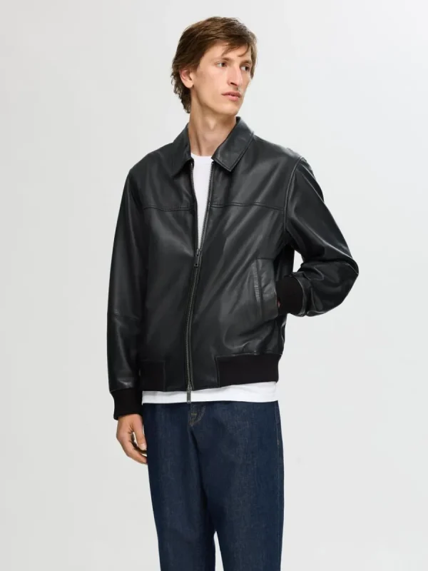 SELECTED 100% LÄDERJACKA Black Discount