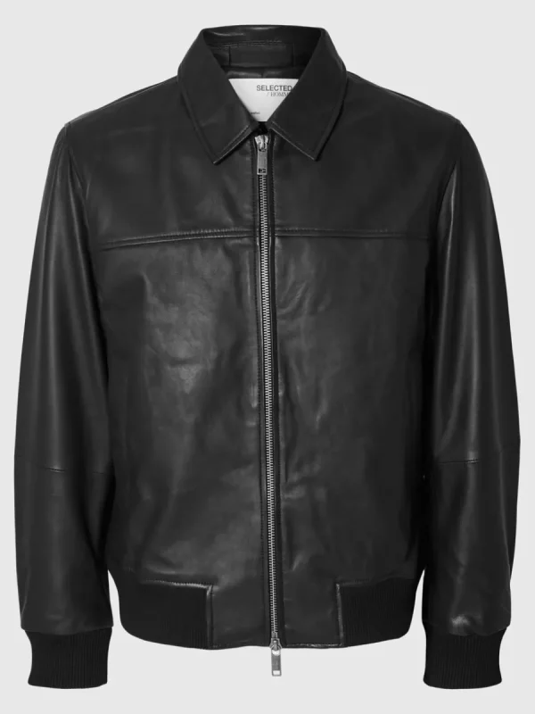 SELECTED 100% LÄDERJACKA Black Discount