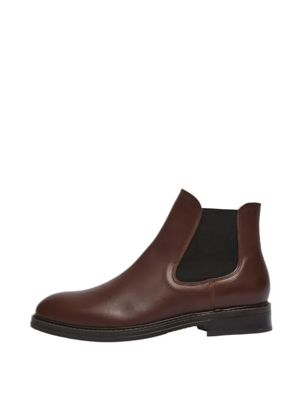 SELECTED LÄDERSYDD CHELSEA-STÖVLAR Brown Sale