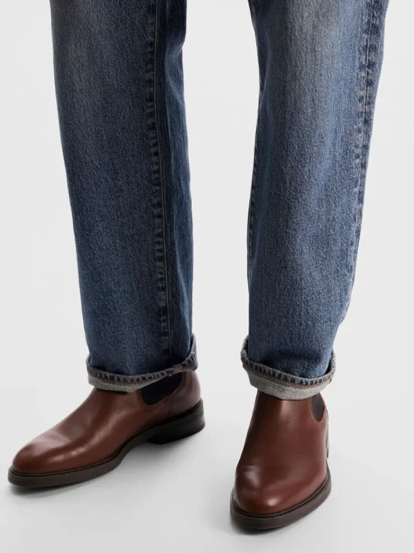 SELECTED LÄDERSYDD CHELSEA-STÖVLAR Brown Sale