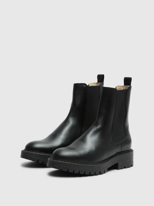 SELECTED LÄDERSYDD CHELSEA-STÖVLAR Black Best Sale