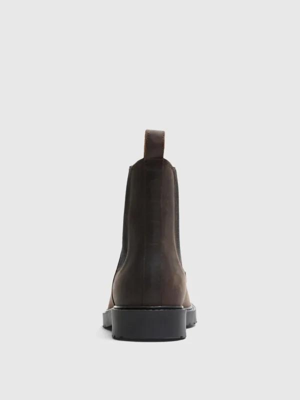 SELECTED LÄDERSYDD CHELSEA-STÖVLAR Brown Flash Sale