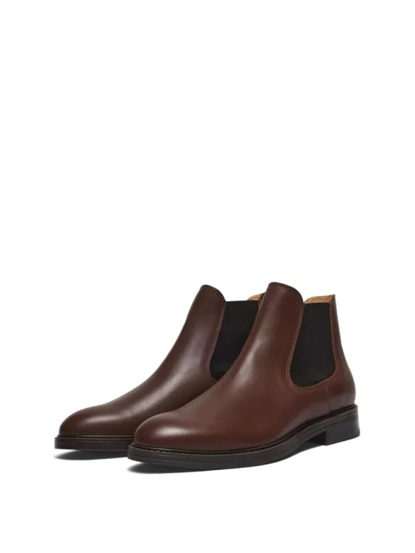 SELECTED LÄDERSYDD CHELSEA-STÖVLAR Brown Sale