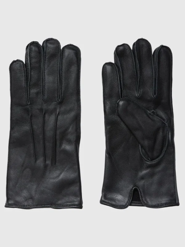 SELECTED LÄDERSYDD HANDSKAR Black Flash Sale