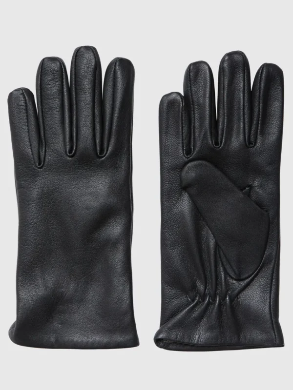 SELECTED LÄDERSYDD HANDSKAR Black Clearance