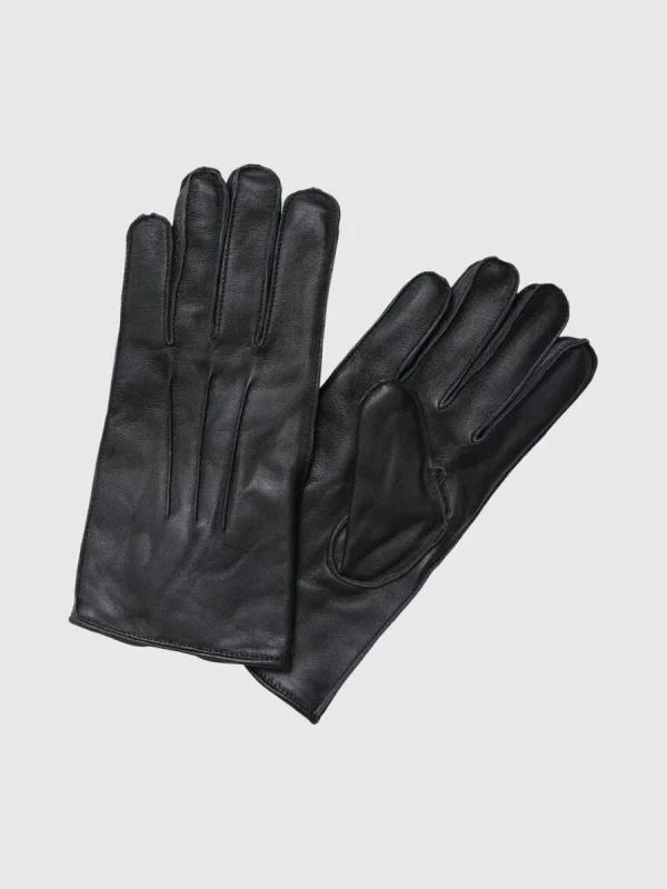 SELECTED LÄDERSYDD HANDSKAR Black Flash Sale