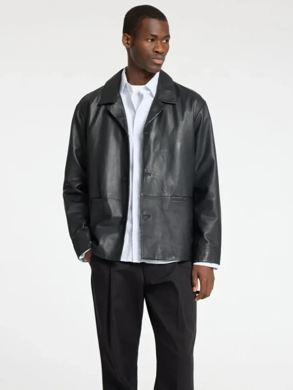 SELECTED LÄDERSYDD KAVAJ Black Clearance