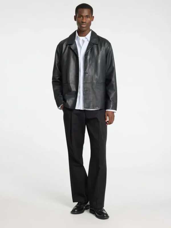 SELECTED LÄDERSYDD KAVAJ Black Clearance