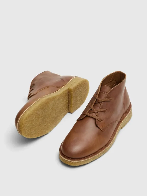 SELECTED LÄDERSYDD ÖKENKÄNGOR Brown Flash Sale
