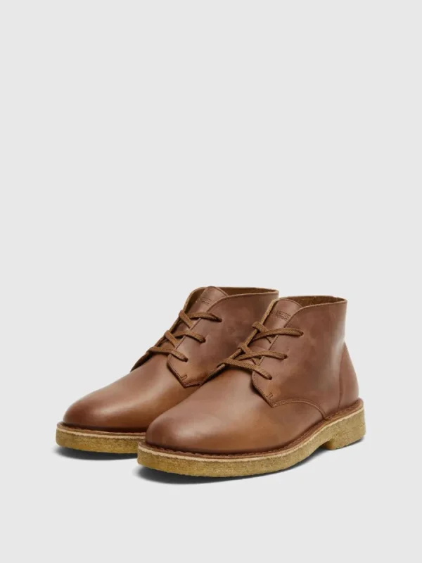 SELECTED LÄDERSYDD ÖKENKÄNGOR Brown Flash Sale