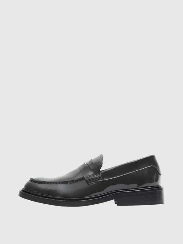 SELECTED LÄDERSYDD LOAFERS Grey Flash Sale