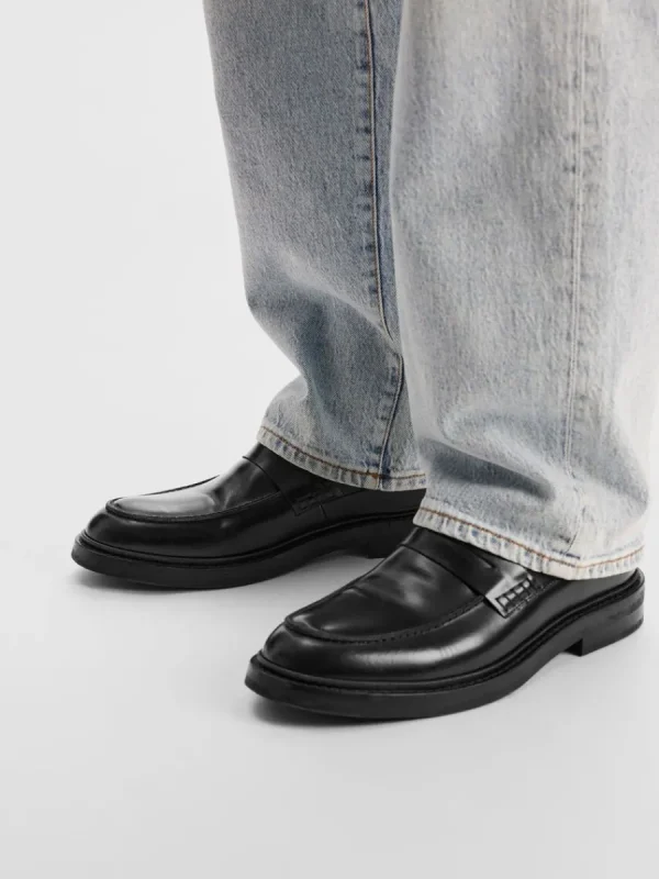 SELECTED LÄDERSYDD LOAFERS Black Clearance