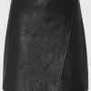 SELECTED LÄDERSYDD MINIKJOL Black Cheap