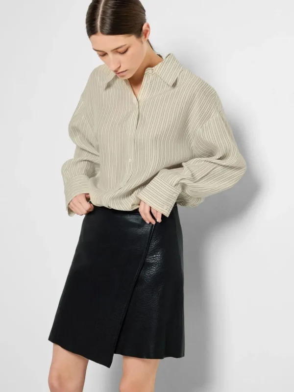 SELECTED LÄDERSYDD MINIKJOL Black Cheap