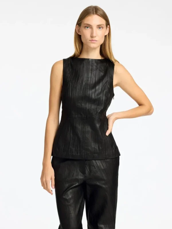 SELECTED LÄDERSYDD TOPP Black Clearance