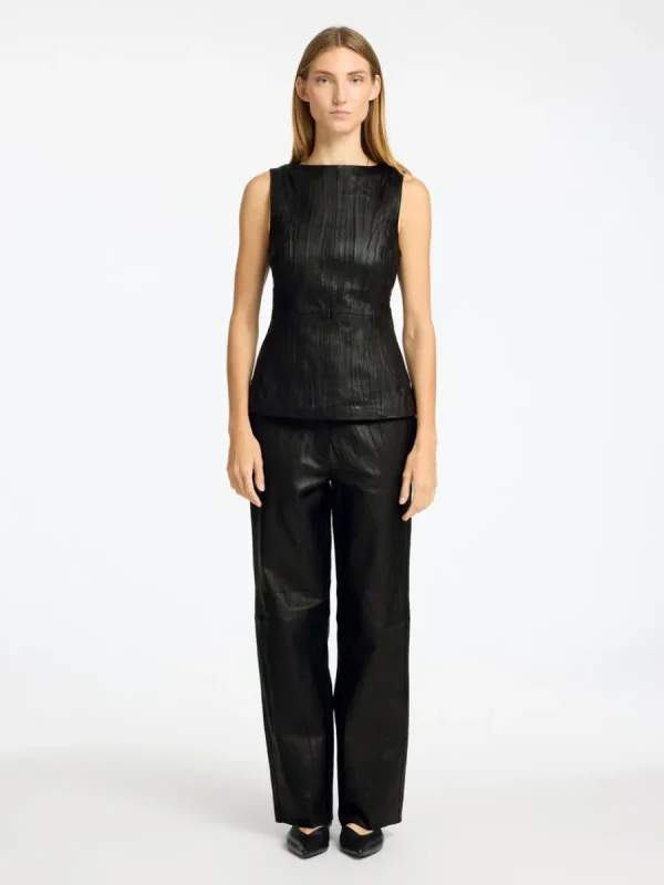 SELECTED LÄDERSYDD TOPP Black Clearance