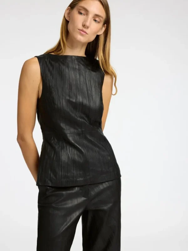 SELECTED LÄDERSYDD TOPP Black Clearance