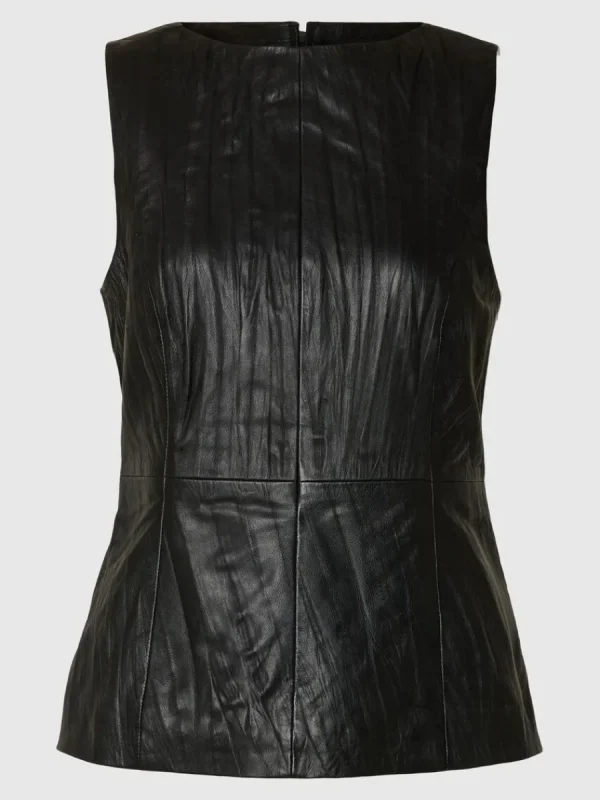 SELECTED LÄDERSYDD TOPP Black Clearance