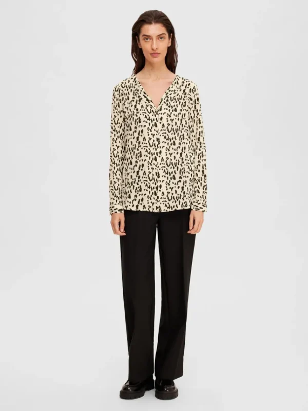 SELECTED LEOPARDTRYCK SKJORTA Beige Cheap