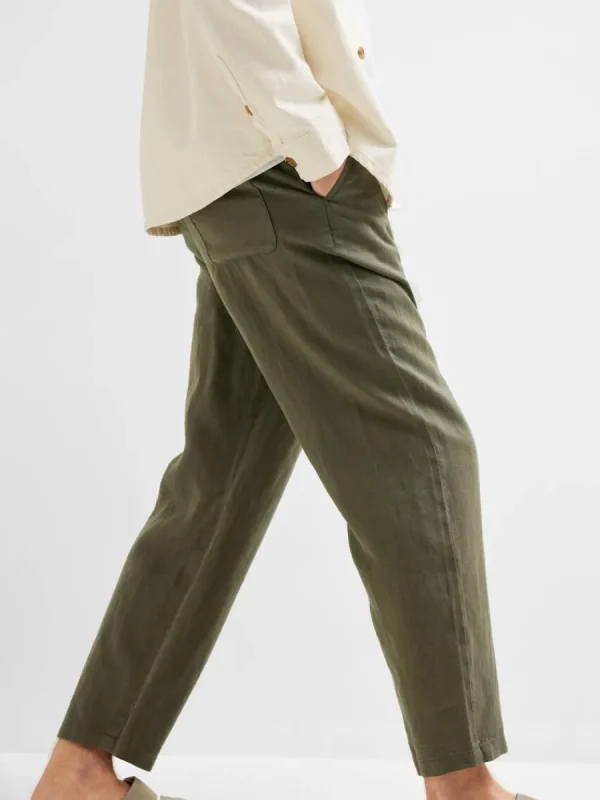 SELECTED 100% LINNE BYXOR Green Fashion