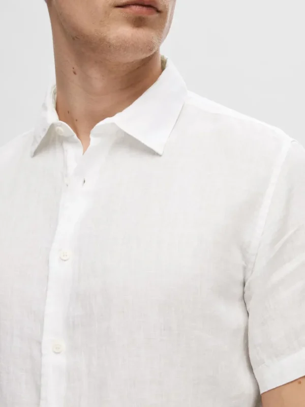 SELECTED 100% LINNE KORTÄRMAD SKJORTA White Flash Sale